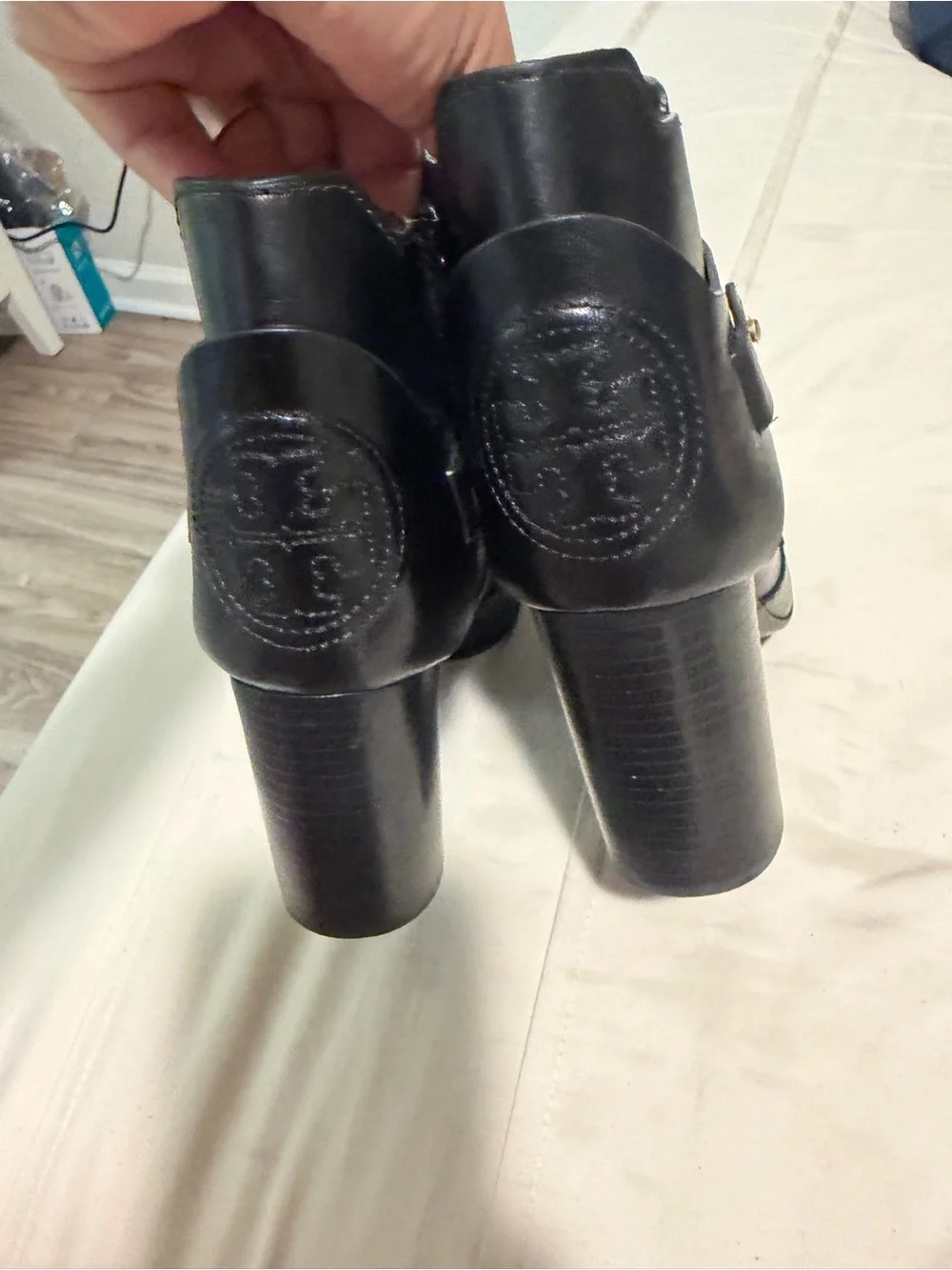 Tory Burch Black Leather Buckle Ankle Booties